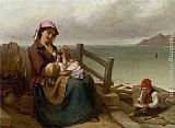 Thomas Brooks Mother and Child by the Seaside painting